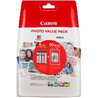 Canon Original Tintenpatrone MultiPack Bk,C,M,Y High-Capacity Blister + Fotopapier 50 Blatt 2052C004